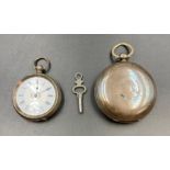 A hallmarked silver pocket watch, full hunter, and a hallmarked silver ladies pocket watch AF.