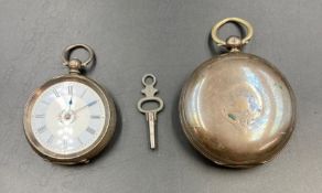A hallmarked silver pocket watch, full hunter, and a hallmarked silver ladies pocket watch AF.