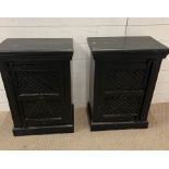 A pair of painted bedsides with Jalil style doors (H66cm W48cm D31cm)