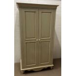 An off white contemporary double wardrobe (H193cm W109cm D62cm)