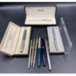 A collection of collectable pens including Parker, Paper Mate including biros, fountain pens etc.