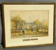A framed watercolour of Pinner Grove house. 40cm x 28cm