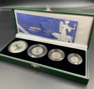 A Royal Mint United Kingdom Britannia Collection 2001 Silver Proof 4 Coin Set, £2, £1, 50p & 20p