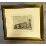 Watercolour of North West view of Pinner church dated 1799