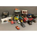 A selection of Diecast and plastic toy vehicles to include cars, bikes and aeroplane