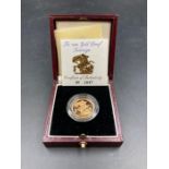 1994 Gold Proof Sovereign coin, boxed with paperwork.
