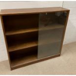 Mid Century glazed bookcase (H89cm W90cm D23cm)