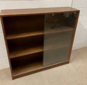 Mid Century glazed bookcase (H89cm W90cm D23cm)