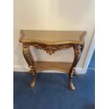 A gilt French Louis style console (H132cm W55cm D41cm)