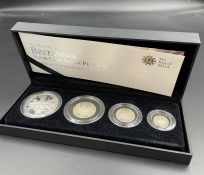 Royal Mint 2011 Britannia Four Coin Silver Proof set, encapsulated in original box with cert.