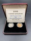 The Royal Mint 1995 United Kingdom Gold Proof Sovereign and Silver Proof One Pound Two Coin Set