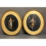 Two Neo- classical oval oil on board