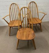 Three ercol hoop back Quaker chairs