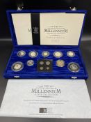'The United Kingdom Millennium Silver Collection' 2000, 13-coin silver proof set comprising: £5, £2,