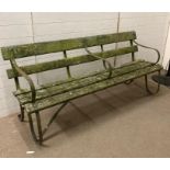 An early 19th century strap work, wrought iron park or garden bench height 82 depth 56 length 182