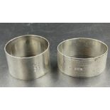 Two hallmarked silver napkin rings.