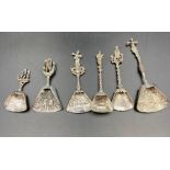 A selection of six antique silver Dutch sugar shovels or caddy spoons.