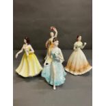 Four Norcroft bone china figurines