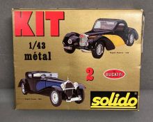A rare boxed Solido 1/48 metal model kit of a Bugatti Atlanta 1939 and a Bugatti Royale 1930