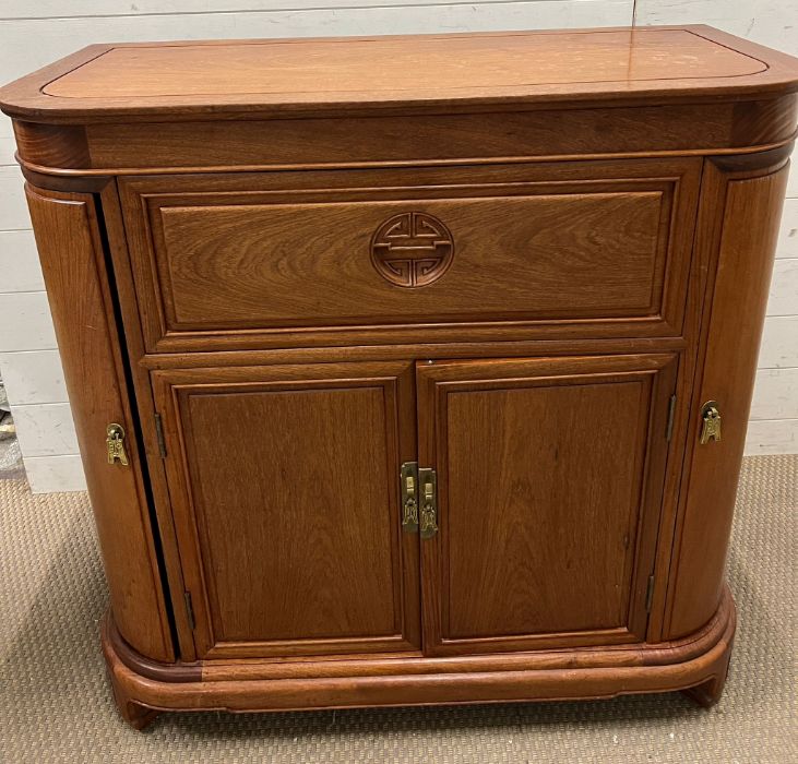 A chinese hardwood drinks cabinet opening up to a bar height 96cm depth 50cm width 96cm - Image 2 of 7