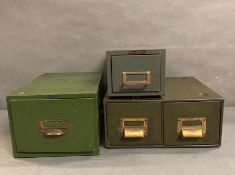 A selection of three Vintage metal filing drawers