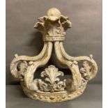 A large plaster crown, possibly a bed coronet 44cm H