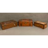 Three wooden trinket or jewelry boxes