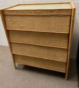 A bamboo and rattan chest of drawers (H72cm W92cm D43cm)
