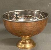 A copper and metal Courvoisier punch bowl