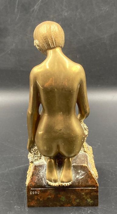 Art Deco Bronze of a kneeling lady signed Scribe to side and with reference number 5996 to back. - Image 3 of 4