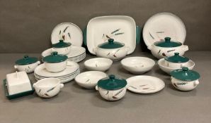 A part Denby dinner service to include butler dish, bowls and plates