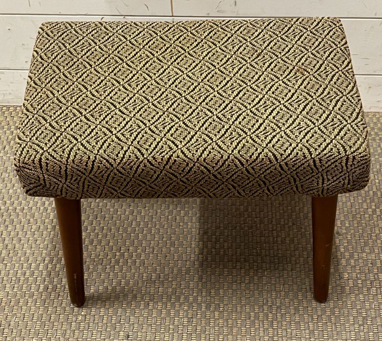 Mid Century stool with tapering legs (H38cm W45cm D28cm) - Image 2 of 3
