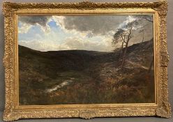 An oil on canvas of a moorland landscape by Francis Abel William Taylor Armstrong signed with