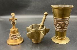 Three African bronze items