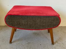 A Mid Century sewing box upholstered in red and black