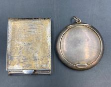 A silver matchbox cover and a silver compact holder, both AF