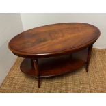 Two tier mahogany oval coffee table (H46cm W95cm D55cm)