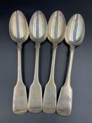 A set of four silver spoons, hallmarked for London 1845 by Samuel Hayne & Dudley Cater (