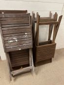 Five wooden folding garden chairs