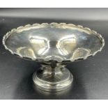 A Hallmarked silver bowl on single foot with scalloped edge, approximate total weight 77g 13cm D