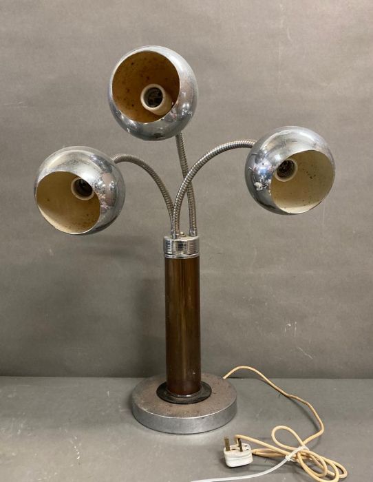 A three arm articulated chrome ball lamp possibly 1970's Goffredo Reggiani