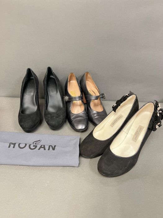 Three pairs of designer shoes, Hogan, Jenni Arundel and Ferragamo