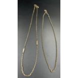 Two 9ct gold necklaces. 16.6g