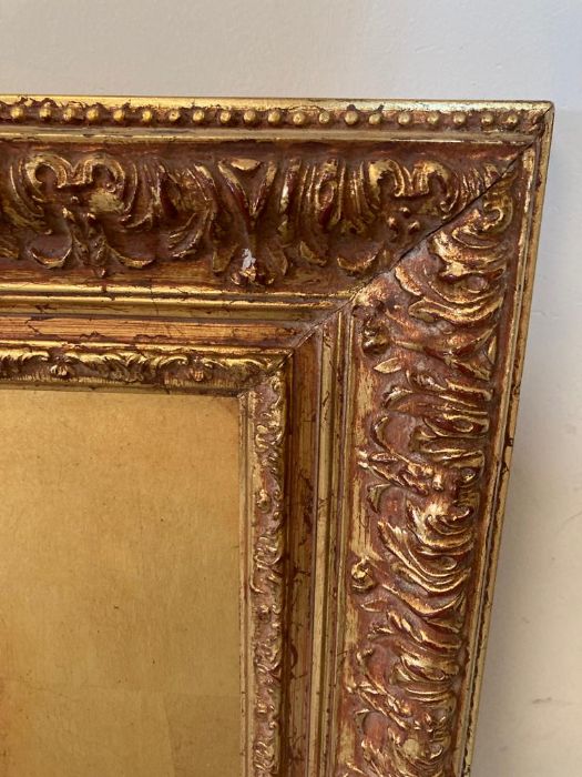A wooden framed gold painted hall mirror 98cm x 119cm - Image 2 of 4