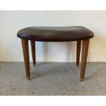 A Mid Century G-Plan black leather padded stool (H38cm W52cm D36cm)