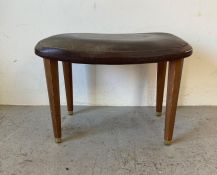 A Mid Century G-Plan black leather padded stool (H38cm W52cm D36cm)