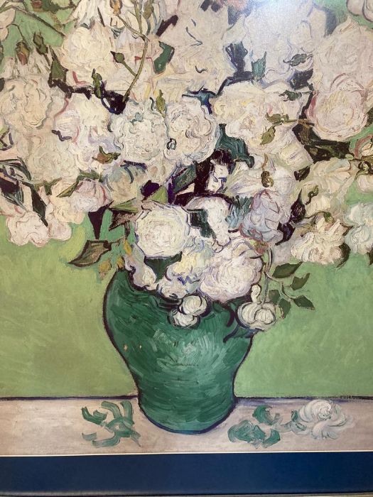 A framed print of white roses in the style of Van Gogh - Image 4 of 4