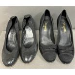 Two pairs of Chanel black high heels shoes with CC logo, size 41