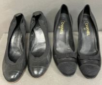 Two pairs of Chanel black high heels shoes with CC logo, size 41