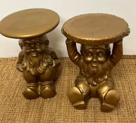 Two gold sprayed Gnomes